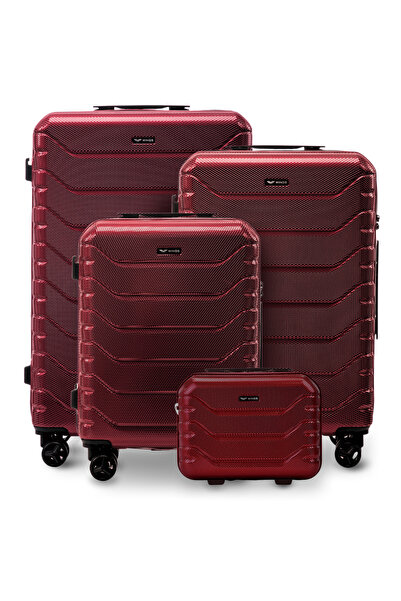 WINGS BRAND Set de 4 valize CRAKE Wings S/M/L + bagaj de mână roșu vin