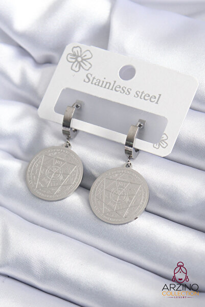 Generic Brand 316L Steel Silver Color Pentagram Processing Model Women's Earr...