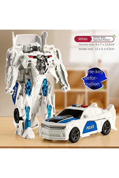 Choice5 White Transformation Car Anime Robot Model One Step Deformation Robot...