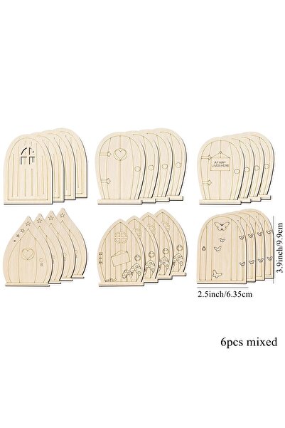 Choice 6pcs c 6pcs/set Wooden Mini Fairy Door Craft DIY Painting Ornaments Fo...