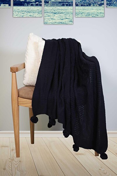 Elart Knitted Tv Blanket Sofa Shawl (130X170Cm) Navy Blue