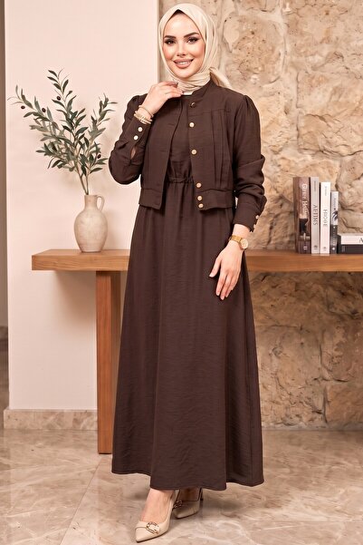 hadiora Brown Jacketed Suit Modern Cut Islamic Dress