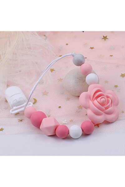 choice2 LB-406-pink Baby Handmade Pacifier Clips Holder Chain Silicone Rose P...