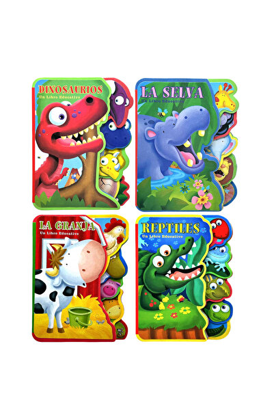 Choice4 4 PCS Early Education Spanish Sponge Storybook Vivid Animal Pictures ...