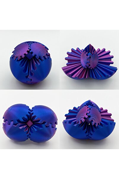 Choice5 8CM Purple Gear Ball 3D Printed Fidget Toys Spin Ball or Cube Stress ...