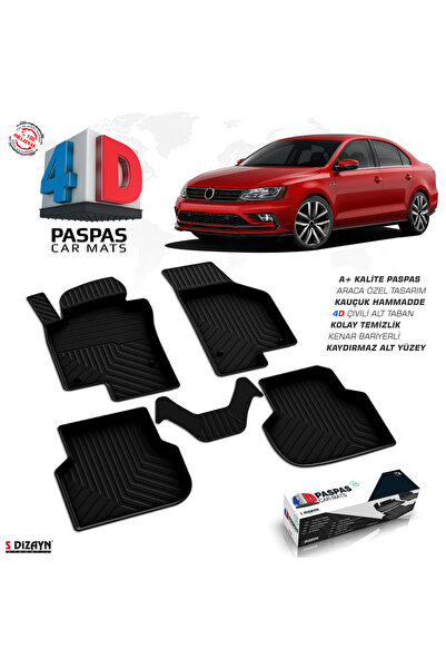 S-Dizayn VW Jetta 4D Havuzlu Paspas 2011-2019 A+Kalite 4DS-82571