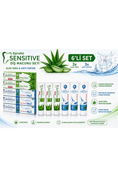 Epinafol Sensitive Diş Macunu 6’lı Set 3aloe Vera 3anti-tartar