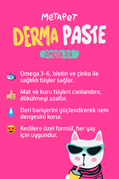 Metapet Tüy Dökülmesi Engelleyici Kedi Maltı Vitamini, Kediler için Tüy Döküm Dökme Önleyici B Biotin Macunu