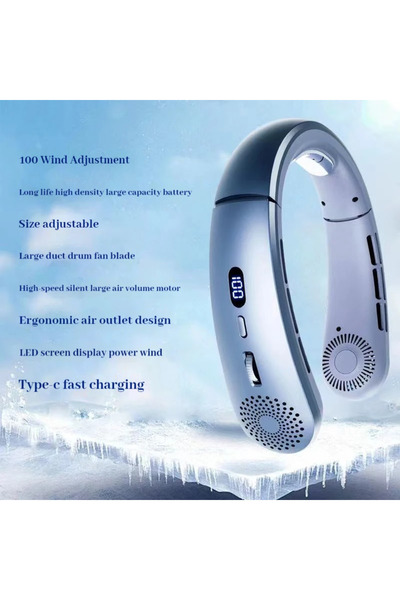 choice2 Blue Neck Fan,Lightweight Wearable Fan, Low Noise 5 Speed Hands Free ...