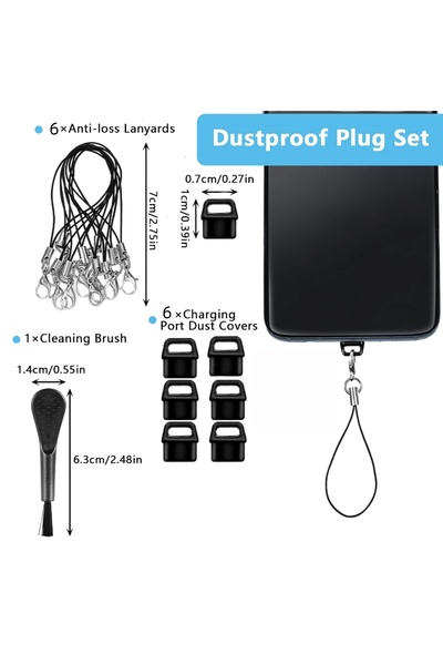Choice black 6 Pieces of for Type-C Dustproof Plugs, Usb-C Type Dustproof Cov...