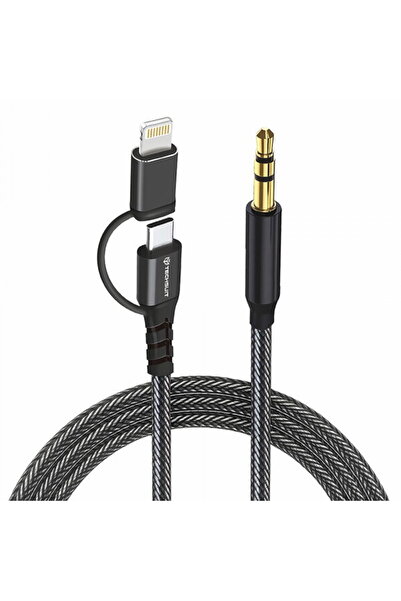 Techsuit Cablu audio USB-C / Lightning - 3.5mm AC15 EchoSnap, 1m, Negru