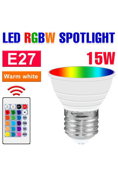 Choice Transparent cover E27 RGB Warm White 15W LED E27/E26 Light Bulb RGBW S...