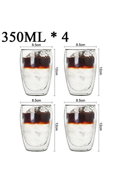 Choice8 As shown 350ML 4PCS 2-18PCS Double Wall High Borosilicate Glass Mug H...