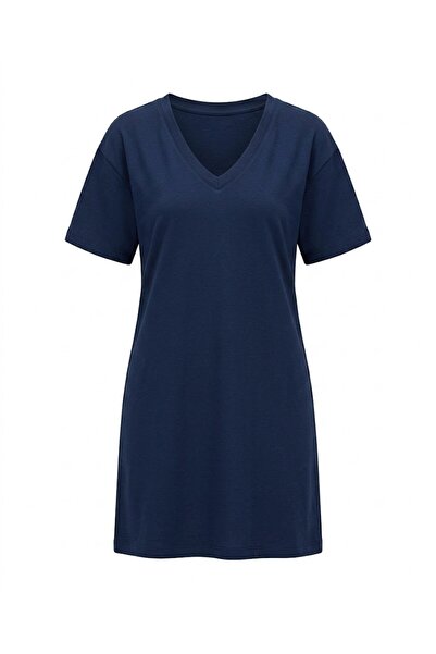 Bade Butik Navy blue v-neck modal dress