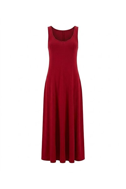 Bade Butik Bordo Volanlı Modal Elbise