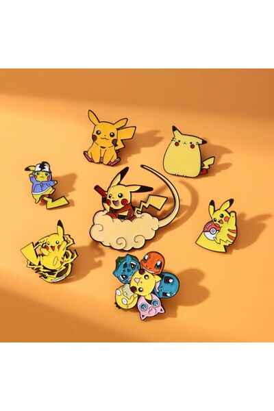 Choice 7pcs 7Pcs Pokemon Pikachu Cloud Enamel Pin Brooches for Women Cartoon ...