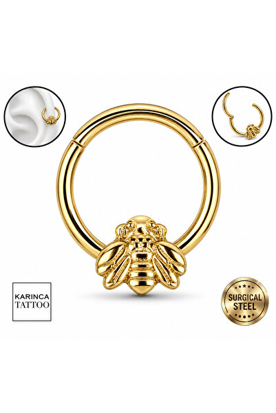 Karınca Piercing Arı Motifli Yüksek Kalite Altın Rengi Kulak Nipple Septum He...