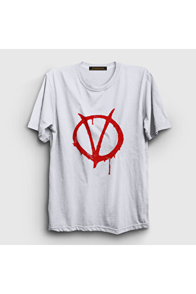 Presmono Unisex White Logo Movie V For Vendetta T-shirt255570tt