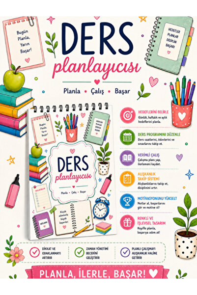 Pembe Yayınevi Ders Planlayıcısı - Ödev Defteri- Ders Ajandası - Ders Takip Çizelgesi