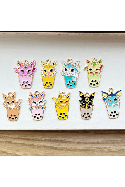 Choice 9pcs 9Pcs Pokemon Pikachu Bubble Milk Tea Charm Pendants Cartoon DIY J...