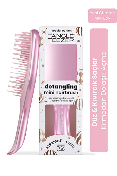 Tangle Teezer Mini Ultimate Detangler Satin Pink Chrome Saç Fırçası-Tarak / M...