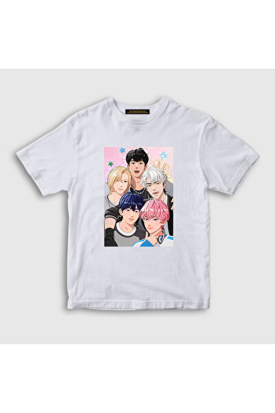 Presmono Unisex Kids White Band K Pop Plave T-Shirt 601549Tt