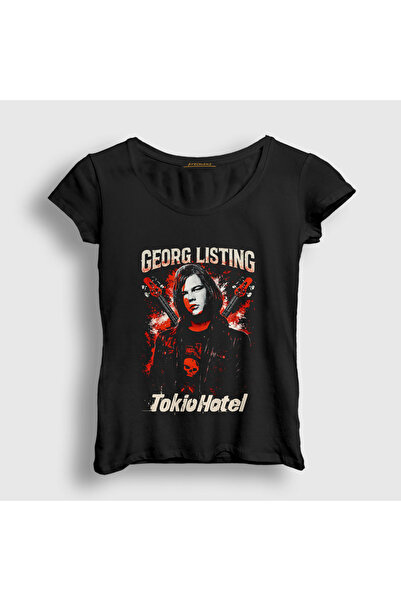 Presmono Women's Black Bass Guitar Georg Listing Tokio Hotel T-Shirt 601779Tt