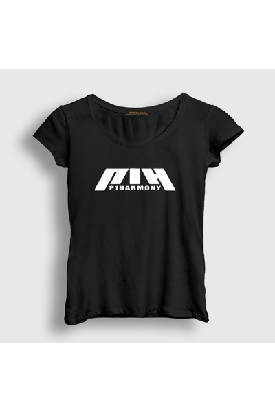 Presmono Women's Black Logo K-Pop P1Harmony T-Shirt 620273Tt