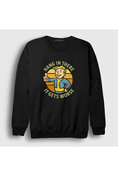 Presmono Unisex Black Hang in There It Gets Worse Fallout Sweatshirt 619905Tt