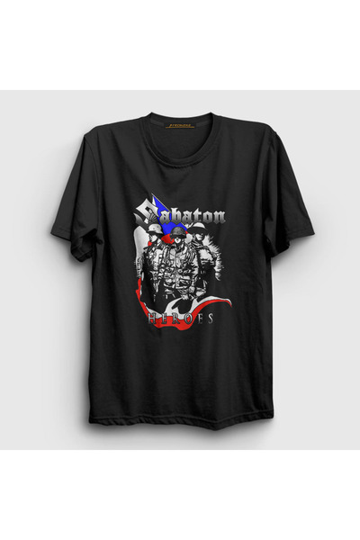 Presmono Unisex Μαύρο T-shirt Heroes Sabaton 108657tt