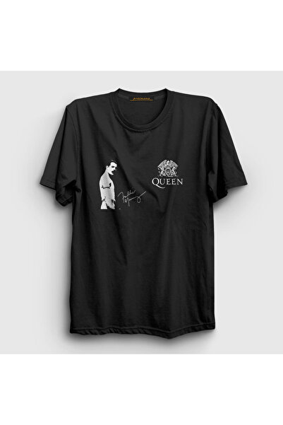 Presmono Unisex crni potpis kraljice Fredija Merkjurija T-shirt 34319tt