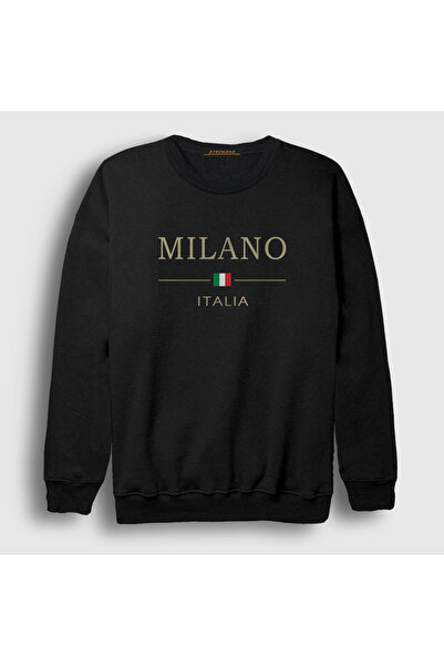 Presmono Unisex Black Milano Italy Italy Italia Sweatshirt 608321Tt