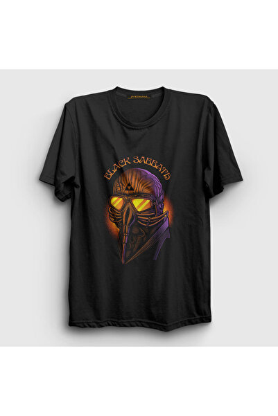 Presmono Unisex crna gas maska Black Sabbath T-shirt 17529tt