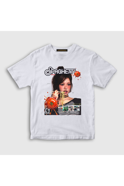 Presmono Unisex Kids White Spaghetti Hong Eunchae Le Sserafim T-Shirt 604601Tt