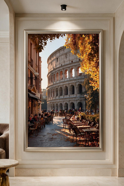 ARTAN GALLERY İtalyan Kadife Roma Kolezyum Tablosu | Sonbahar Manzarası | Yağ...