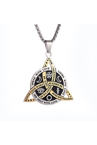 Choice Gold Stainless Steel Triquetra Symbol Necklace Celtic Witch Knot Penda...