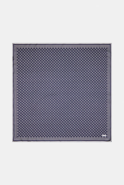 Vakko LACİVERT MONOGRAM TWILL EŞARP