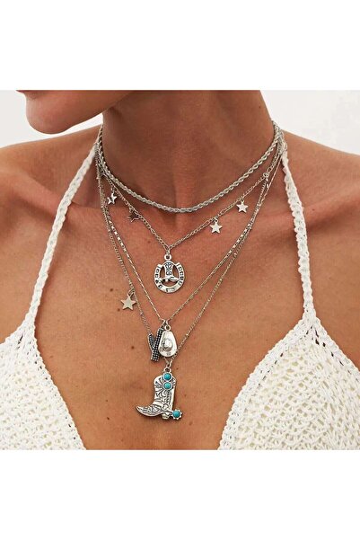 choice2 Set 03 KunJoe 4Pcs/Set Cactus Cowboy Hat Boots Pendant Necklace for W...