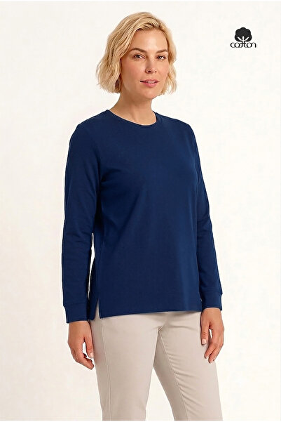 Cottonland Women's Belinda Basic, Long Sleeve, Regular Fit, Slit, O-Neck, Cot...