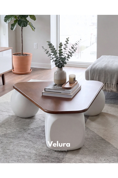 Velura Home & Living Modern Orta Sehpa & Küre-top-zar Sehpa & Üçgen Ahşap Seh...