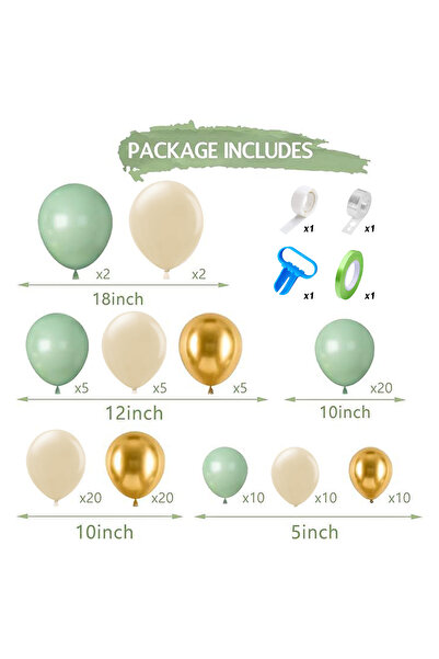 Choice Other green gold white 109pcs green, sand white and gold latex balloon...