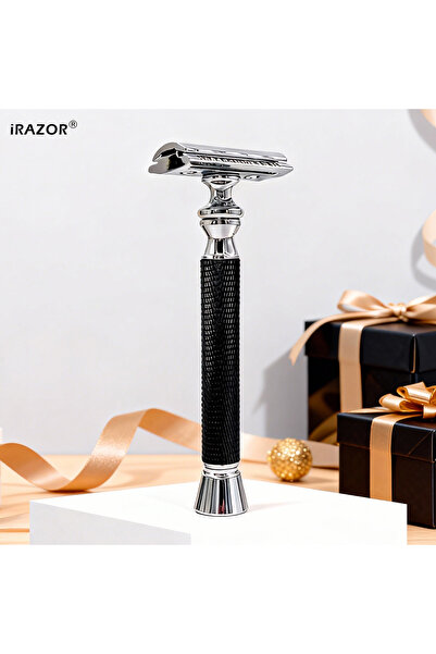 Choice iRAZOR Classic T-Shaped DE Double Edge Safety Razor for Men Black Text...