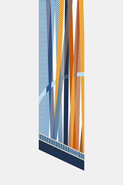Vakko GEOMETRİK DESENLİ TWILL İPEK FULAR