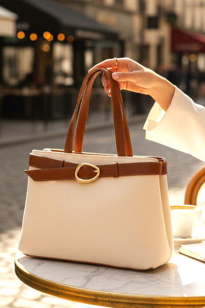 HFKY Kadın Keten Dokuma Taba Tote Bag. Taba El Ve Omuz Çantası. Ry425