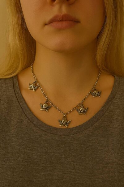Herşey Nota 5-Piece Women's Necklace with Angel Head Figure – 60 cm Chain, El...
