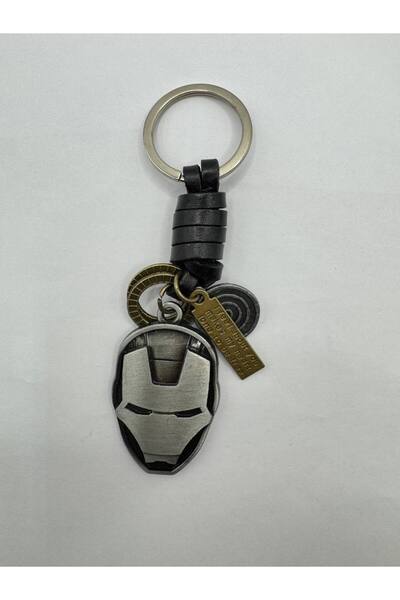 Herşey Nota Genuine Leather Keychain with Iron Man Head Figure – Durable and ...