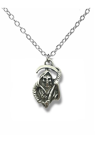 Herşey Nota Silver Color Unisex Necklace with Angel of Death Figure – Gothic ...