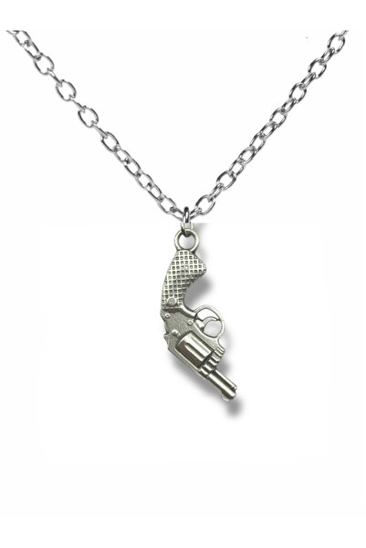 Herşey Nota Silver Color Unisex Metal Necklace with Gun Figure – Icon of Powe...