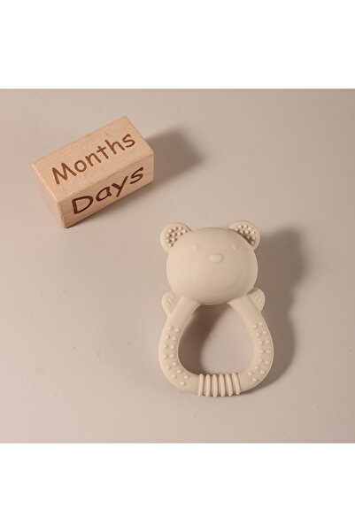 Choice WHITE Hot Sale Cute Bear Baby Rattle Silicone Teether 0-1 Year Toy