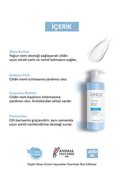 SİNOZ Hydrapro Yoğun Nemlendirici El Yüz ve Vücut Losyonu 400 ml